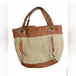 Steve Madden Brown and beige leather bag